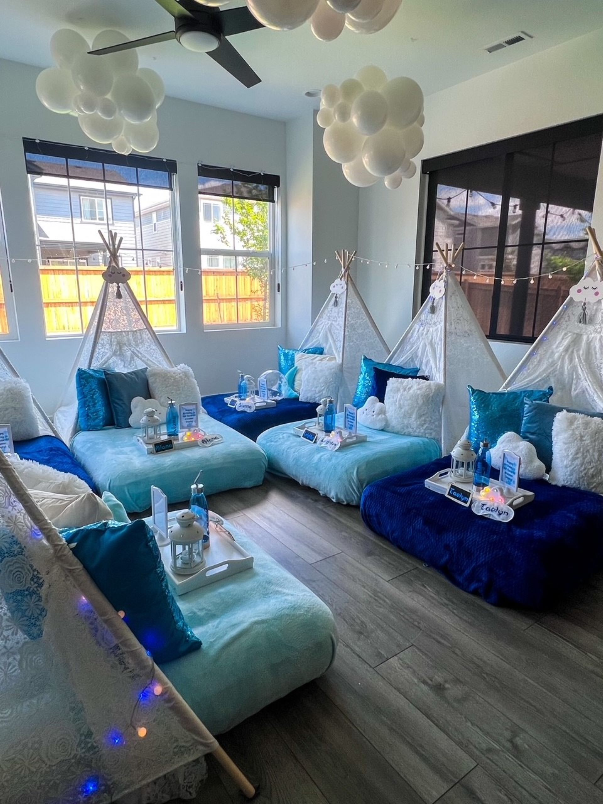 Floating on Cloud 9 Sleepover themed party